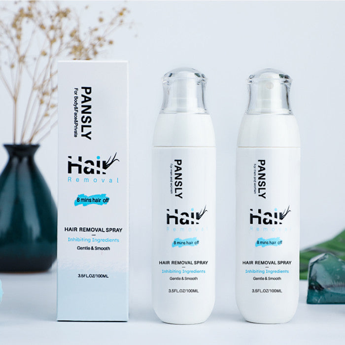 baron grooming hair removal spray bottles and packaging on a light background