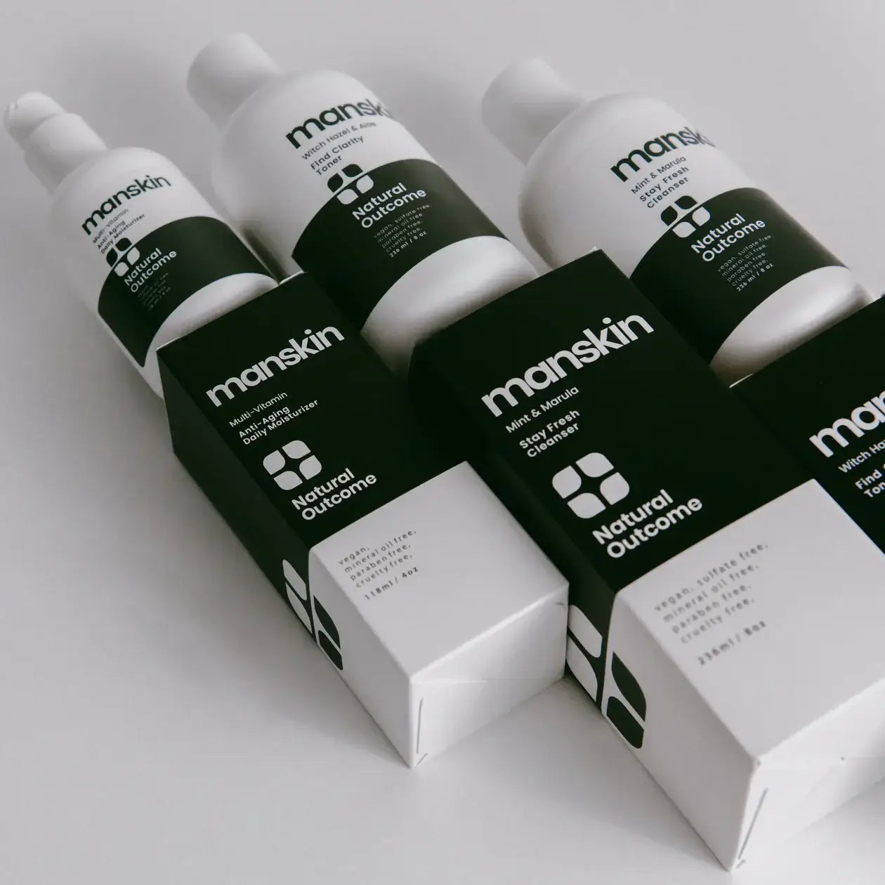 Man Skin 3 Step Daily Regimen Set featuring face wash, toner, and moisturizer for effective men's skincare.
